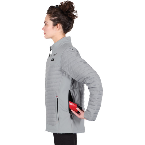 Manteau chauffant M12 Axis avec pile, Femmes, 2T-Grand, Gris Sécurité Médic