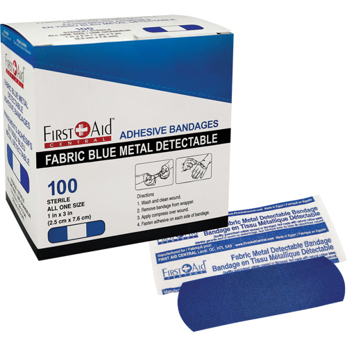 Bandages, Rectangular/Square, 3", Fabric Metal Detectable, Sterile Sécurité Médic