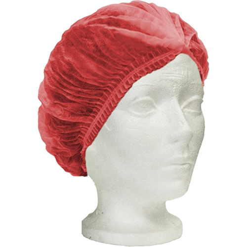 RONCO Care Pleated Bouffant Cap, Polypropylene, 24", Red Sécurité Médic