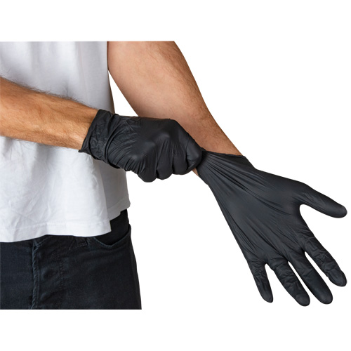Vending Pack Disposable Gloves, Large, Nitrile, 5-mil, Powder-Free, Black, Class 2 Sécurité Médic