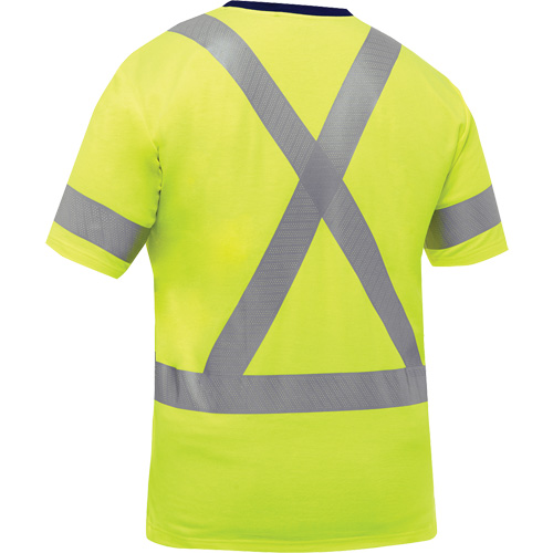Chemise &agrave; manches courtes et X au dos Bisley, Poly-coton, Petit, Jaune lime haute visibilit&eacute; Sécurité Médic