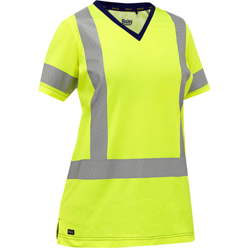 Chemise &agrave; manches courtes et X au dos Bisley pour femmes, Poly-coton, Petit, Jaune lime haute visibilit&eacute; Sécurité Médic