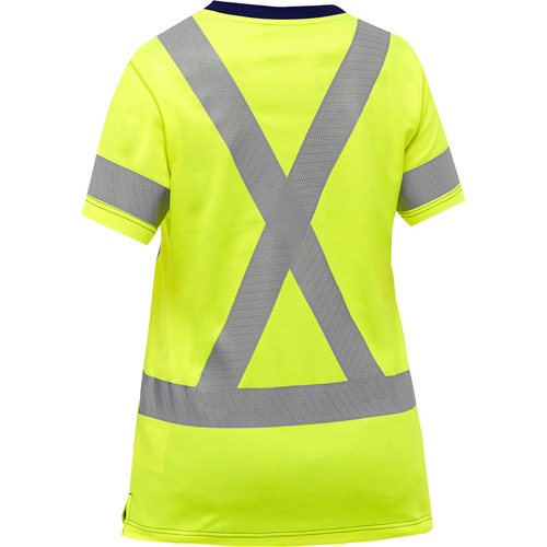 Chemise &agrave; manches courtes et X au dos Bisley pour femmes, Poly-coton, Petit, Jaune lime haute visibilit&eacute; Sécurité Médic