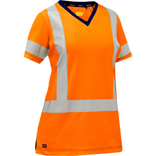 Chemise &agrave; manches courtes et X au dos Bisley pour femmes, Poly-coton, Petit, Orange haute visibilit&eacute; Sécurité Médic