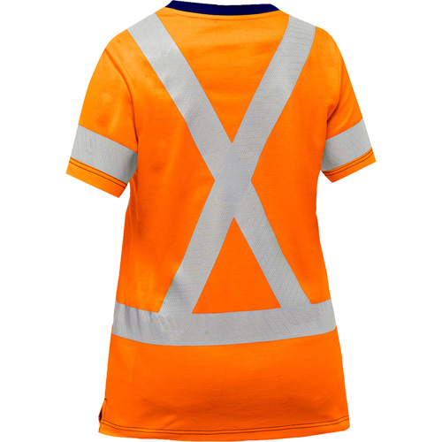 Chemise &agrave; manches courtes et X au dos Bisley pour femmes, Poly-coton, Petit, Orange haute visibilit&eacute; Sécurité Médic
