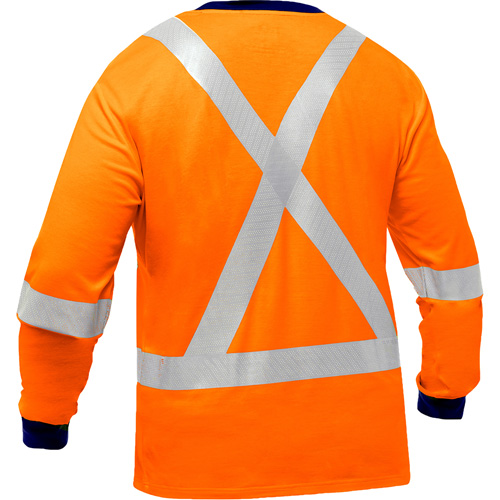 Chemise &agrave; manches longues et X au dos Bisley, Poly-coton, Petit, Orange haute visibilit&eacute; Sécurité Médic