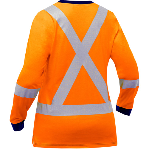 Chemise &agrave; manches longues et X au dos Bisley pour femmes, Poly-coton, Petit, Orange haute visibilit&eacute; Sécurité Médic