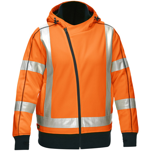 Bisley&reg; X-Back Women's Contoured Full Zip Hooded Sweatshirt with Sherpa Lining, Small, High Visibility Orange Sécurité Médic