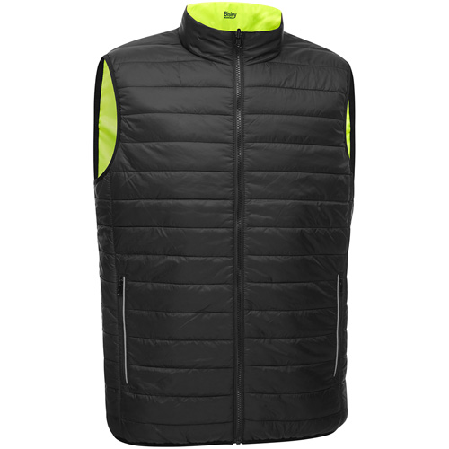Bisley&reg; X-Back Reversible Puffer Vest, High Visibility Lime-Yellow, Small, Polyester Sécurité Médic