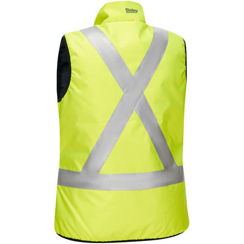 Veste bouffante, enveloppante et r&eacute;versible avec X au dos Bisley pour femmes, Jaune lime haute visibilit&eacute;, 3T-Grand, Polyester Sécurité Médic