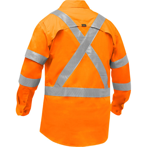 Chemise de travail &agrave; manches longues et X au dos Bisley avec X-Airflow, Poly-coton, Petit, Orange haute visibilit&eacute; Sécurité Médic