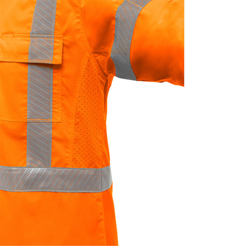 Chemise de travail &agrave; manches longues et X au dos Bisley avec X-Airflow, Poly-coton, Petit, Orange haute visibilit&eacute; Sécurité Médic
