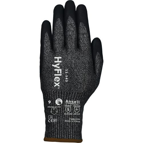 Gants r&eacute;sistants &agrave; la coupe HYFLEX 11-543, Taille 6, Calibre 13, Rev&ecirc;tement Nitrile, Enveloppe en Nylon/Acier inoxydable/PEHP/Spandex, ASTM ANSI niveau A7/EN 388 niveau F Sécurité Médic