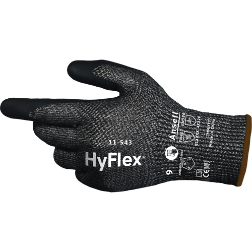 Gants r&eacute;sistants &agrave; la coupe HYFLEX 11-543, Taille 6, Calibre 13, Rev&ecirc;tement Nitrile, Enveloppe en Nylon/Acier inoxydable/PEHP/Spandex, ASTM ANSI niveau A7/EN 388 niveau F Sécurité Médic