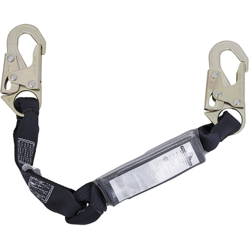 SA-5200-2.5 Shock Absorbing Lanyard, 2.5', Snap Hook Center, Snap Hook Leg Ends, Polyester Sécurité Médic