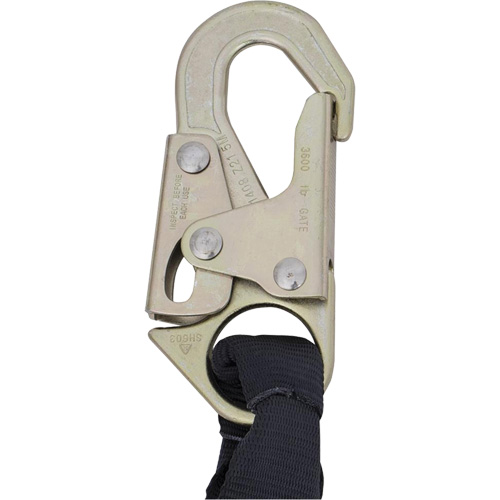 SA-5200-2.5 Shock Absorbing Lanyard, 2.5', Snap Hook Center, Snap Hook Leg Ends, Polyester Sécurité Médic
