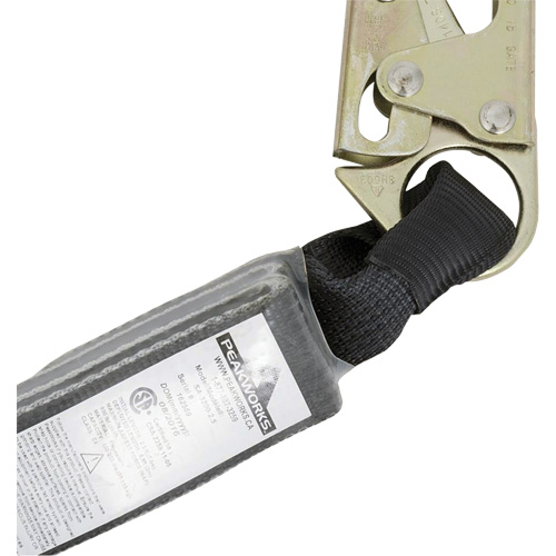 SA-5200-2.5 Shock Absorbing Lanyard, 2.5', Snap Hook Center, Snap Hook Leg Ends, Polyester Sécurité Médic