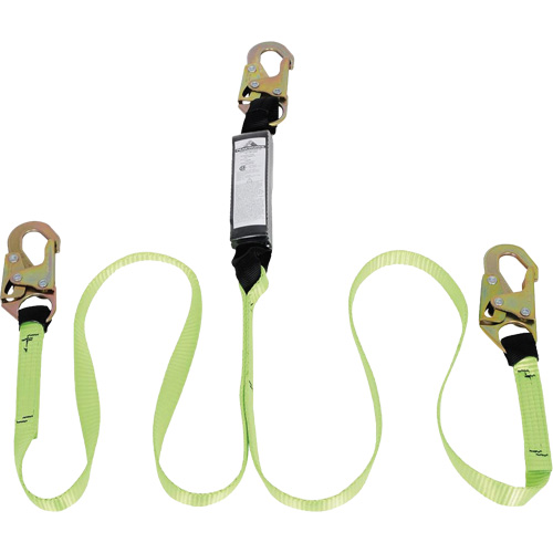 SA-54000-6 Shock Absorbing Lanyard, 6', Snap Hook Center, Snap Hook Leg Ends, Polyester Sécurité Médic