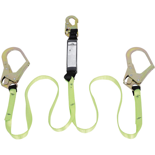 SA-54022-4 Shock Absorbing Lanyard, 4', Form Hook Center, Snap Hook Leg Ends, Polyester Sécurité Médic