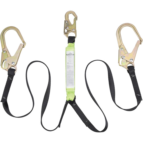 SA-64022-6 Shock Absorbing Lanyard, 6', Form Hook Center, Snap Hook Leg Ends, Polyester Sécurité Médic