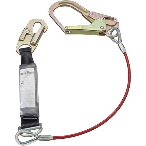 SA-5502-6 Shock Absorbing Lanyard, 6', Form Hook Center, Snap Hook Leg Ends, Galvanized Steel Sécurité Médic