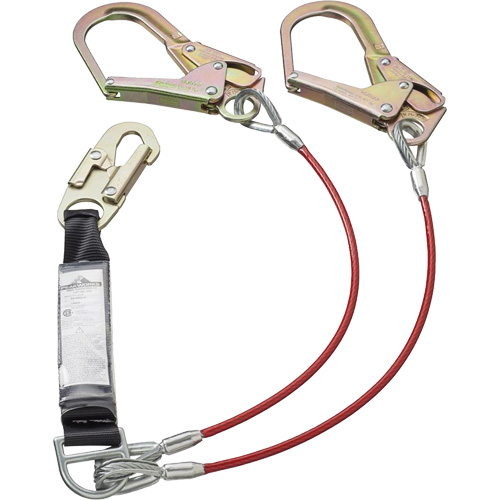 SA-55522-4 PVC-Coated Shock Absorbing Lanyard, 4', Form Hook Center, Snap Hook Leg Ends, Galvanized Steel Sécurité Médic