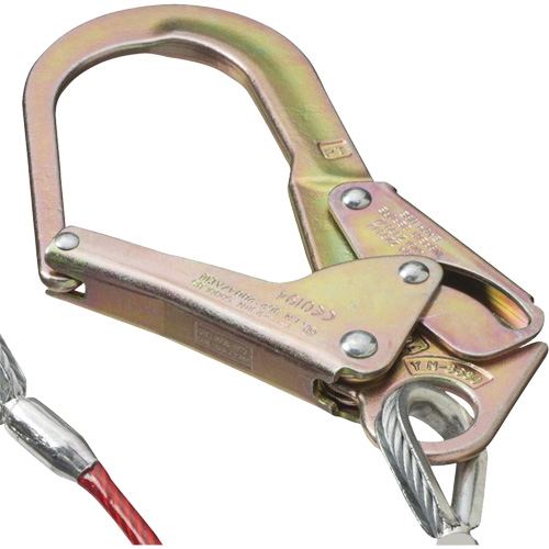 SA-55522-4 PVC-Coated Shock Absorbing Lanyard, 4', Form Hook Center, Snap Hook Leg Ends, Galvanized Steel Sécurité Médic