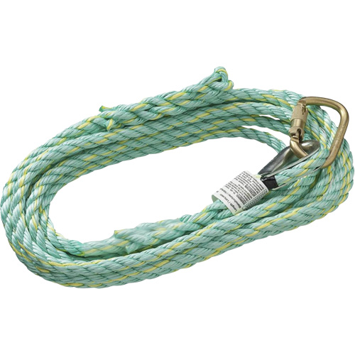 VL-1115-25 Vertical Lifeline Rope with Anchor End Carabiner & Trailing End Back Splice, Copolymer Sécurité Médic
