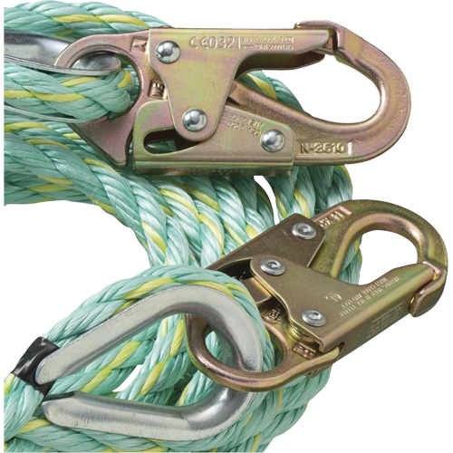 VL-1122-100 Vertical Lifeline Rope with Anchor End Snap Hook, Copolymer Sécurité Médic