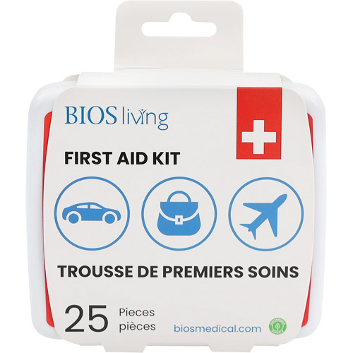 Trousse de premiers soins pour la maison et le voyage de 25 morceaux, Boîte en plastique Sécurité Médic