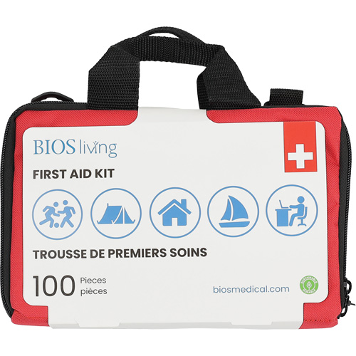 Trousse de premiers soins pour la maison et le voyage de 100 morceaux, Sac en nylon Sécurité Médic
