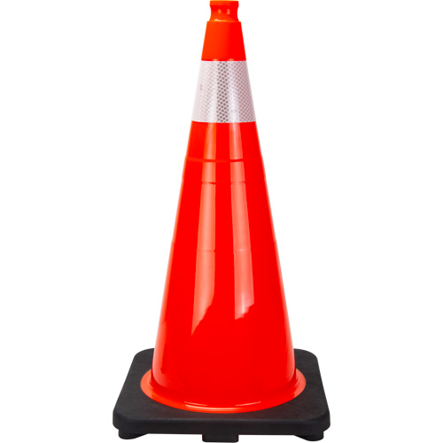 C&ocirc;ne de signalisation de premi&egrave;re qualit&eacute;, 28", Orange, Bande(s) r&eacute;fl&eacute;chissante(s) 4" Sécurité Médic