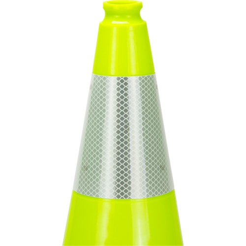 C&ocirc;ne de signalisation de premi&egrave;re qualit&eacute;, 18", Vert lime, Bande(s) r&eacute;fl&eacute;chissante(s) 6" Sécurité Médic