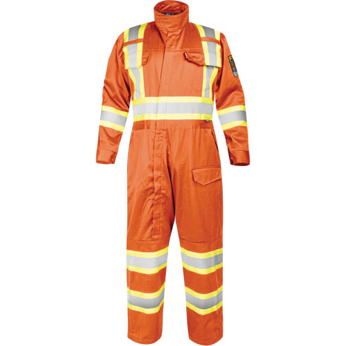 Fire-Resistant Coverall with High-Visibility Bands, Size Small, Orange Sécurité Médic