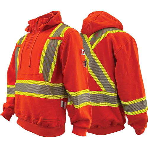 Atlas Guardian&reg; FR/AR Quarter-Zip Hoodies, Men's, X-Small, High Visibility Orange, 18 cal/cm² Sécurité Médic