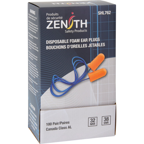 Foam Earplugs, Pair - Polybag, Corded Sécurité Médic