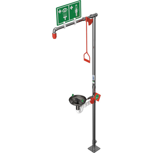 Douche combin&eacute;e avec cuvette ouverte en acier inoxydable et entr&eacute;e sup&eacute;rieure, Socle Sécurité Médic