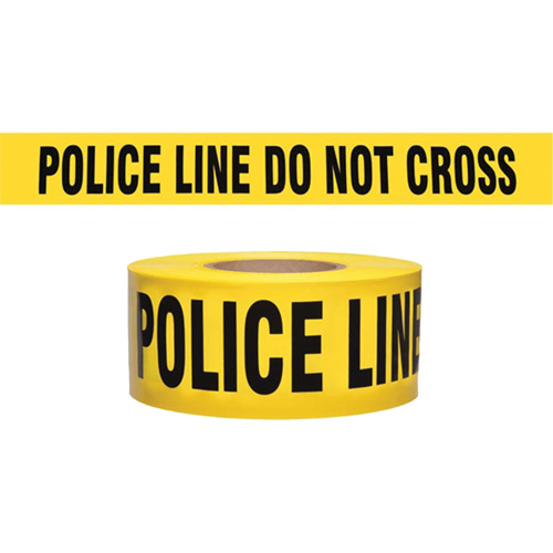 "Police Line Do Not Cross" Contractor-Grade Barricade Tape, English, 3" W x 1000' L, 2 mils, Black on Yellow Sécurité Médic