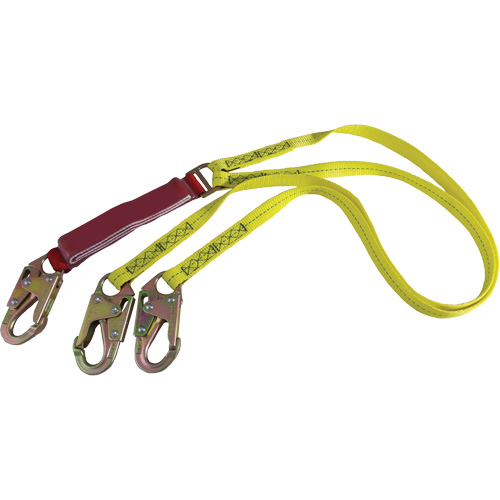 External Energy Absorber Lanyard with 3/4" Hooks, 6', Snap Hook Center, Snap Hook Leg Ends, Polyester Sécurité Médic
