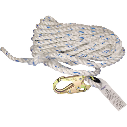Vertical Life Line with 3/4" Snap Hook & Thimble Eye Sécurité Médic