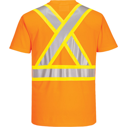 T-shirt de s&eacute;curit&eacute; &agrave; bandes contrastantes, Polyester, Petit, Orange haute visibilit&eacute; Sécurité Médic