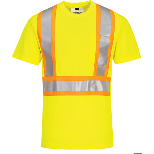 T-shirt de s&eacute;curit&eacute; &agrave; bandes contrastantes, Polyester, Petit, Jaune lime haute visibilit&eacute; Sécurité Médic