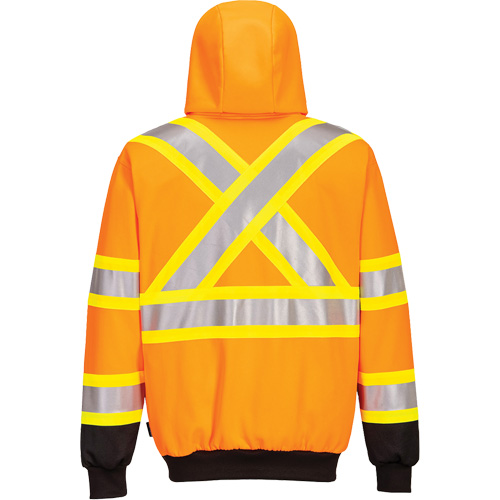Contrast-Striped Safety Hoodie, Small, Black/High Visibility Orange Sécurité Médic