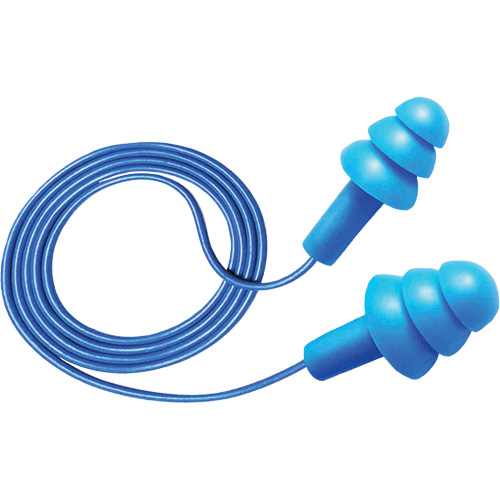 Bouchons d'oreilles d&eacute;tectables et r&eacute;utilisables Hush 50-25, Avec cordon, Taille unique, Vrac - Boîte, NRR dB 25 Sécurité Médic