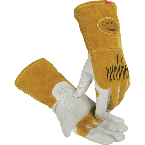 Caiman&reg; Premium TIG/MIG Welder's Gloves with FR Insulated Split Cowhide Back, Grain Goatskin, Size Small Sécurité Médic