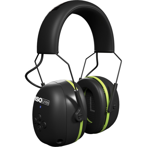Black & Green Air Defender Bluetooth Earmuffs, Headband Style, 24 dB Sécurité Médic
