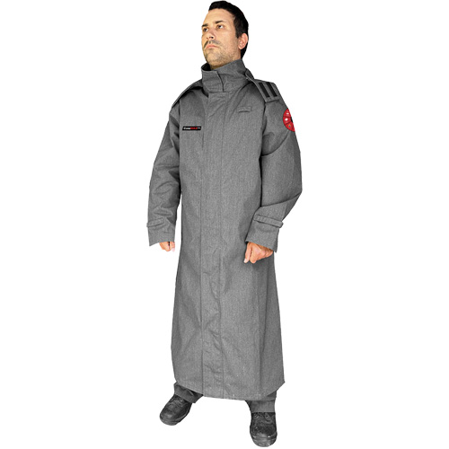 Manteau ignifuge de 52' avec capuchon fixe CoreMAX, 4T-Grand, Gris Sécurité Médic