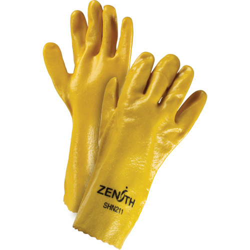 Rough-Finish Chemical-Resistant Gloves, Size 9, 14" L, PVC, Interlock Inner Lining, 47-mil Sécurité Médic