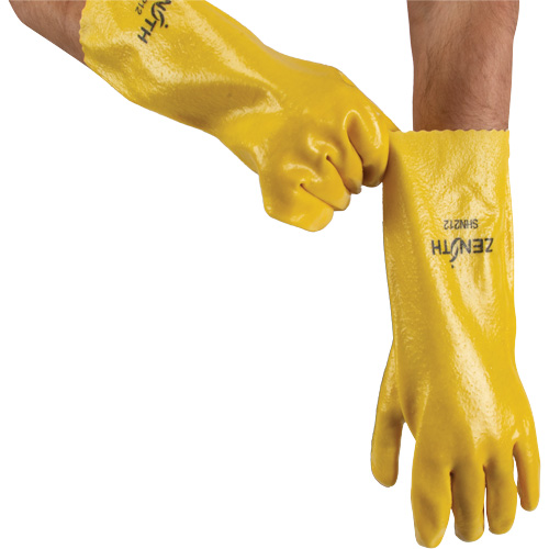 Rough-Finish Chemical-Resistant Gloves, Size 9, 14" L, PVC, Interlock Inner Lining, 47-mil Sécurité Médic
