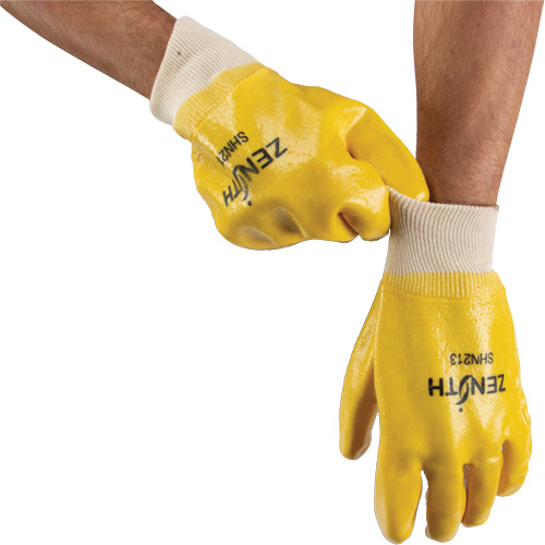 Gants &agrave; fini rugueux et r&eacute;sistants aux produits chimiques, Taille 9, 10" lo, PVC, Doublure en Interlock, 47-mil Sécurité Médic